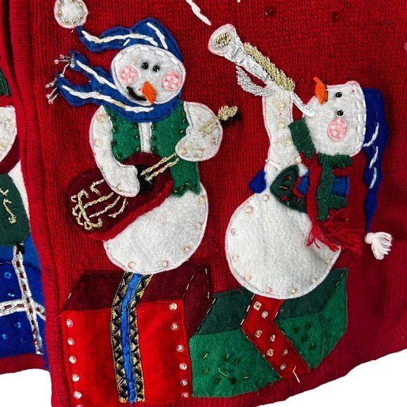 Vintage Heirloom Collectibles Red Musical Snowman Vest Size 1X - Picture 5 of 11